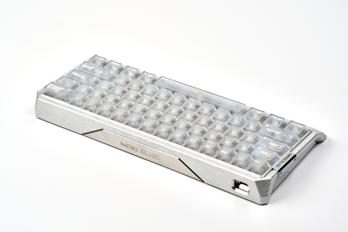 Full view of the new GH60 case shown assembled with black keycaps. Case-only preorder.